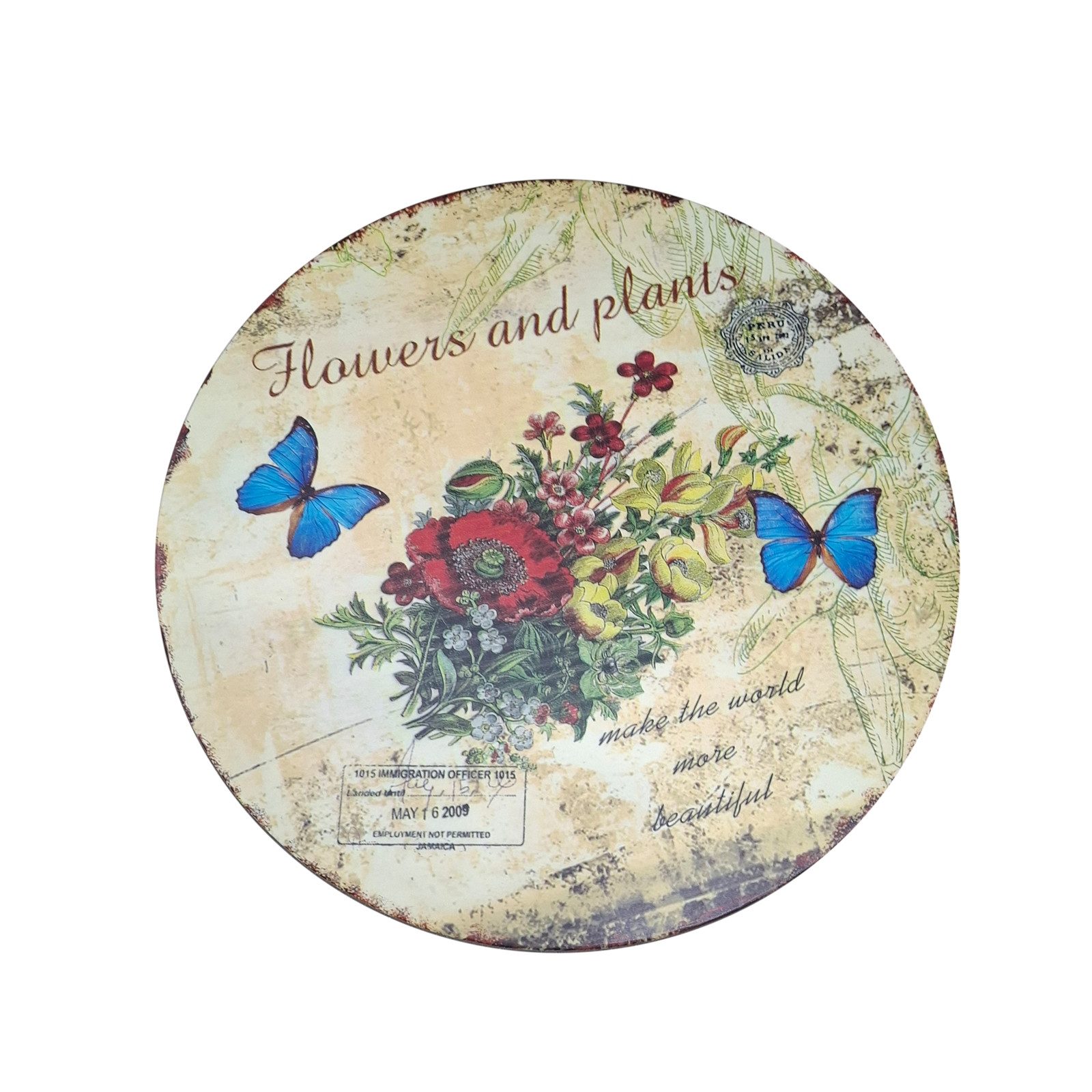 HTI-Living Gartentisch Metalltisch Flowers and Plants (Stück, 1-St., 1 Tisch), Gartentisch nostalgisch mit Motiv