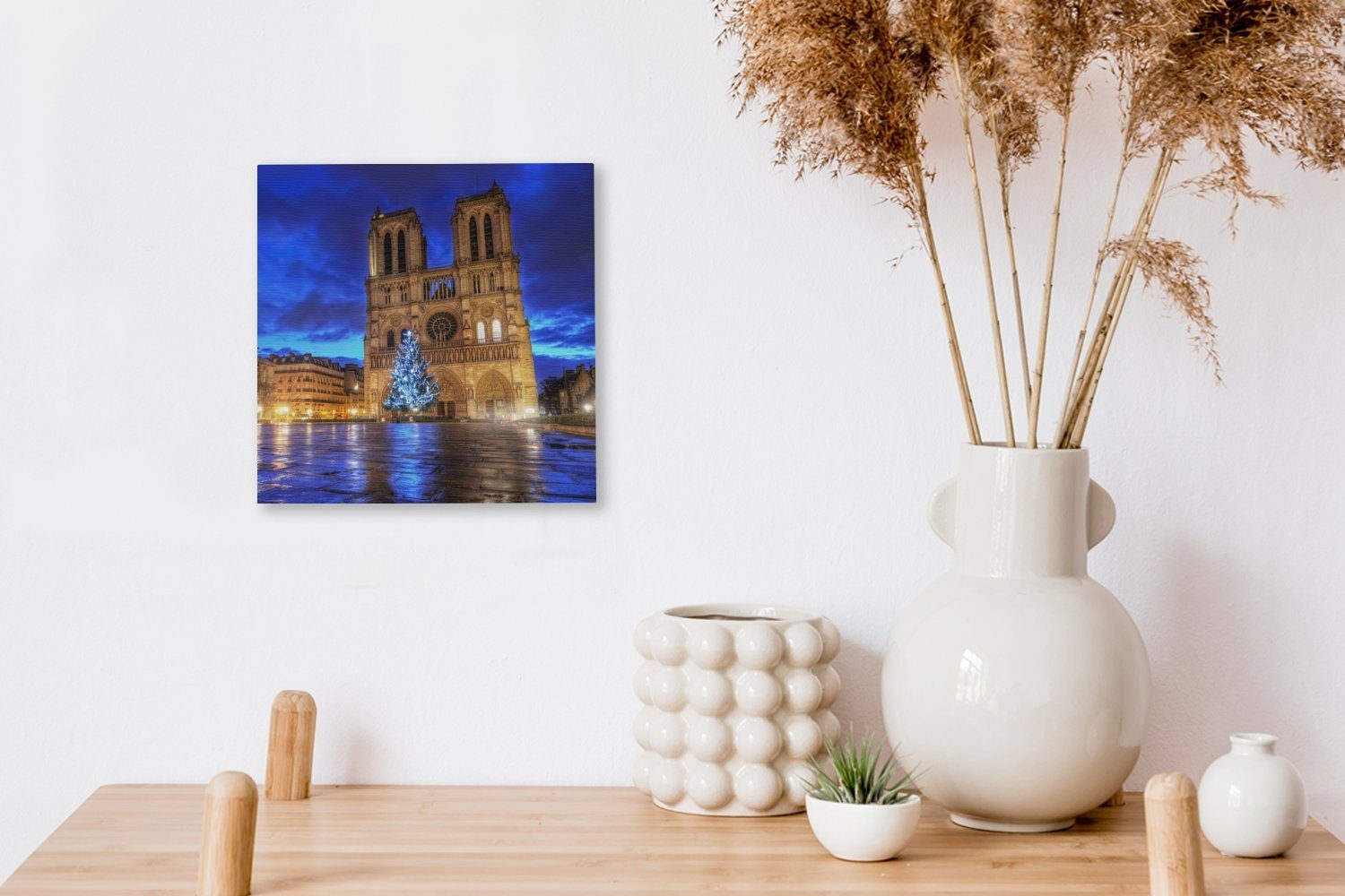 OneMillionCanvasses® Leinwandbild Schöner für St), Wohnzimmer Notre Bilder Himmel blauer Dame Paris, (1 in Leinwand über Schlafzimmer