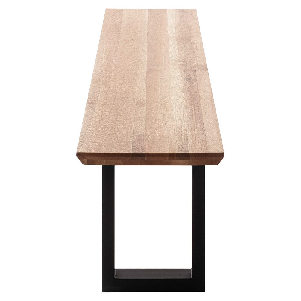 Lomadox Sitzbank PARACATU-06, Massivholz, U-Gestell, Schweizer Kante, Eiche geölt, 160x40cm
