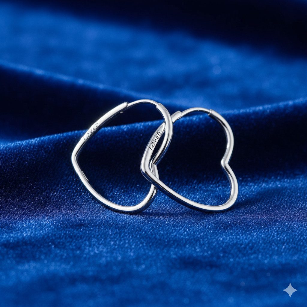 Taffstyle Paar Creolen Herz Creolen 925 Sterling Silber Ohrringe Damen Ohrhänger (Ohrringe Creolen Frauen Damen Schmuck Geschenke zum Geburtstag Weihnachten Val – Bild 3 von 5