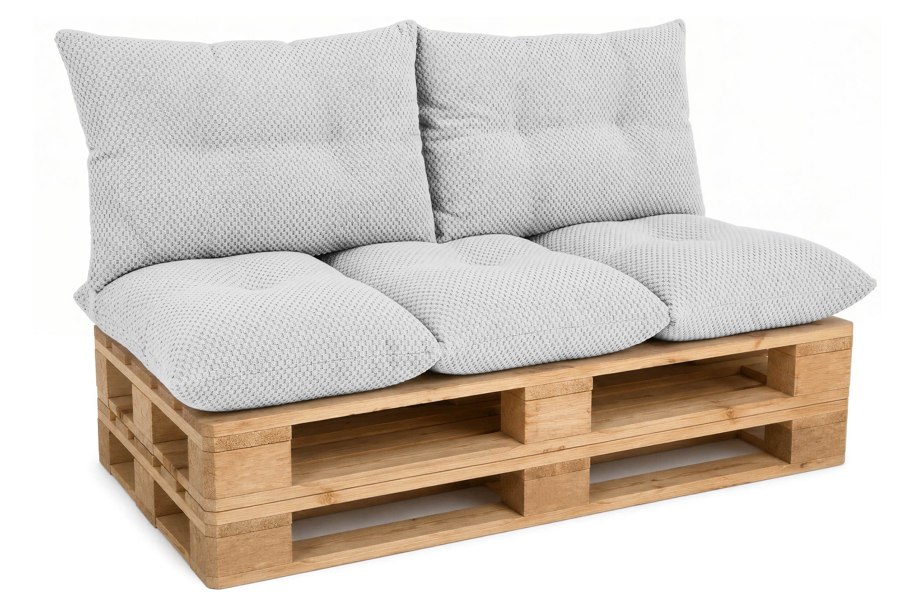 Amilian Palettenkissen Set 3-teilig Palettenauflagen für Europaletten, für Europaletten Sitzkissen 120x80 cm + 2x Kissen 40x60 cm