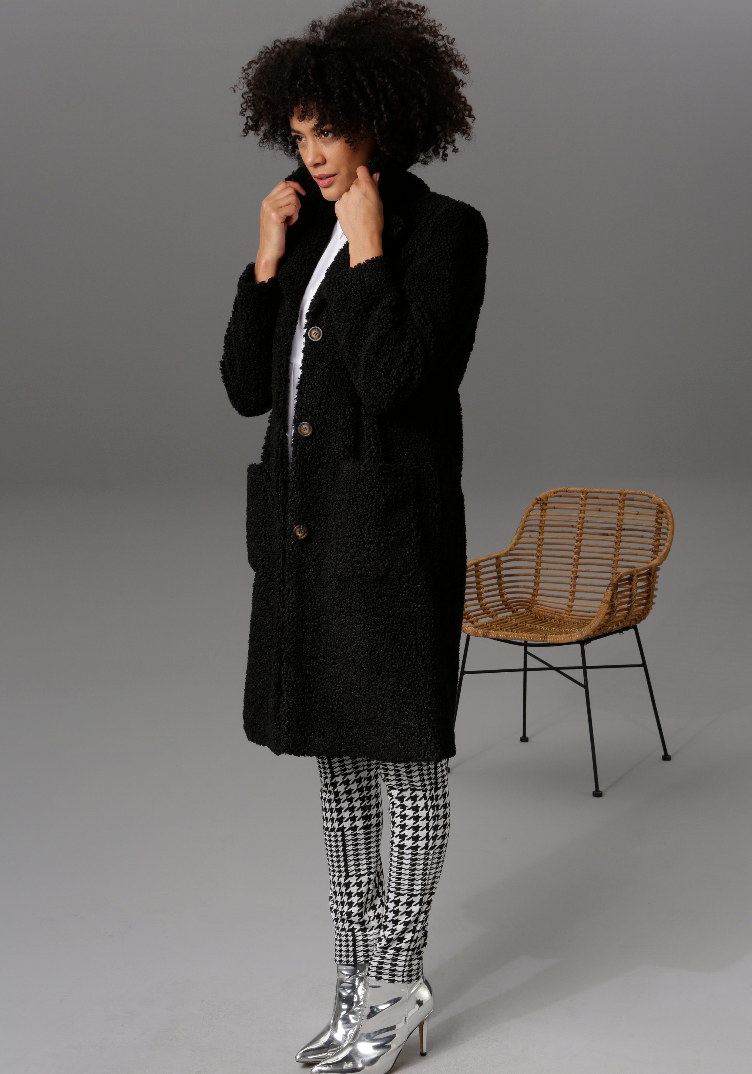 Aniston CASUAL Kurzmantel in Plüsch-Optik