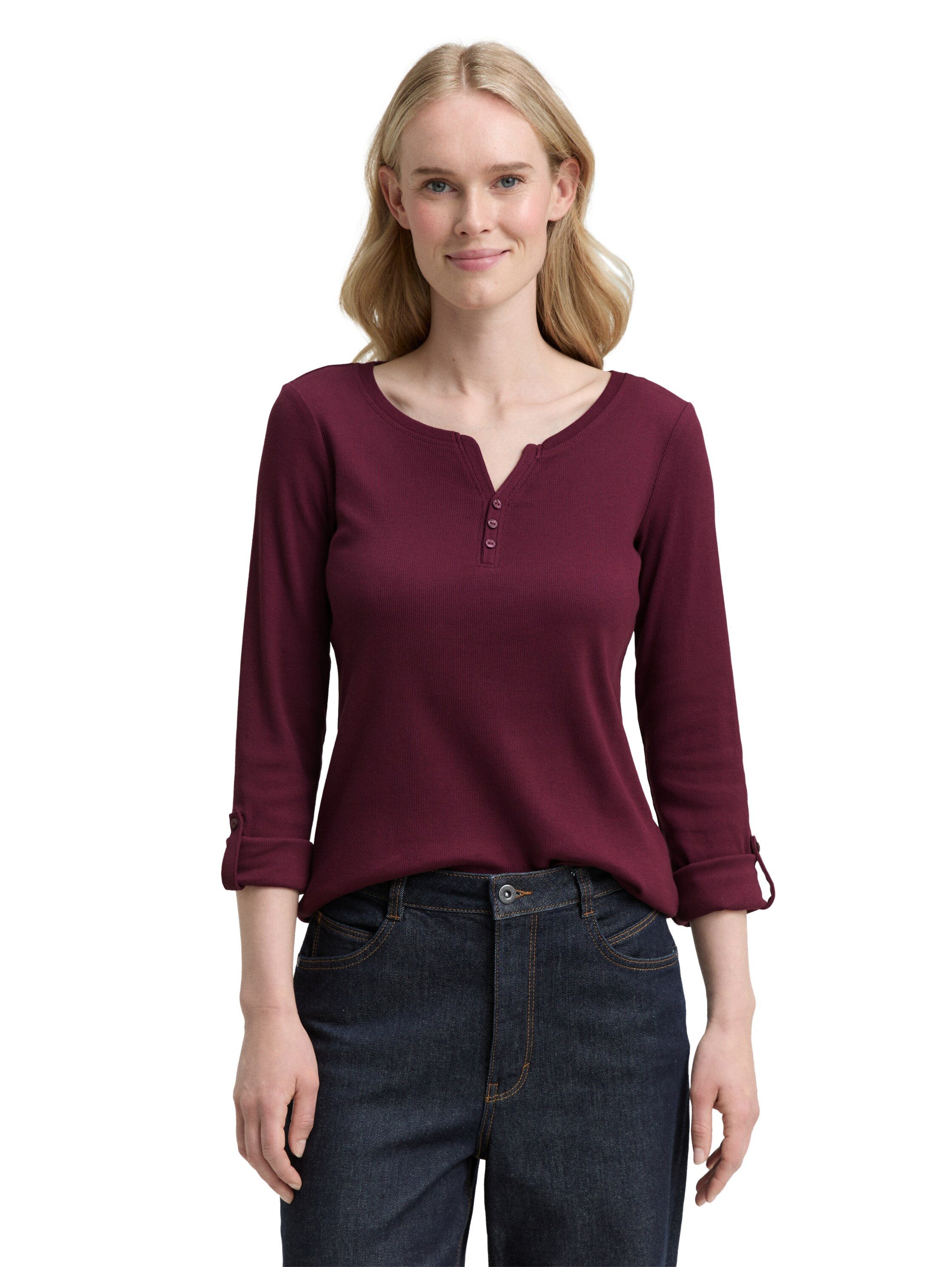 TOM TAILOR Henleyshirt mit Turn-Up-Arm günstig online kaufen