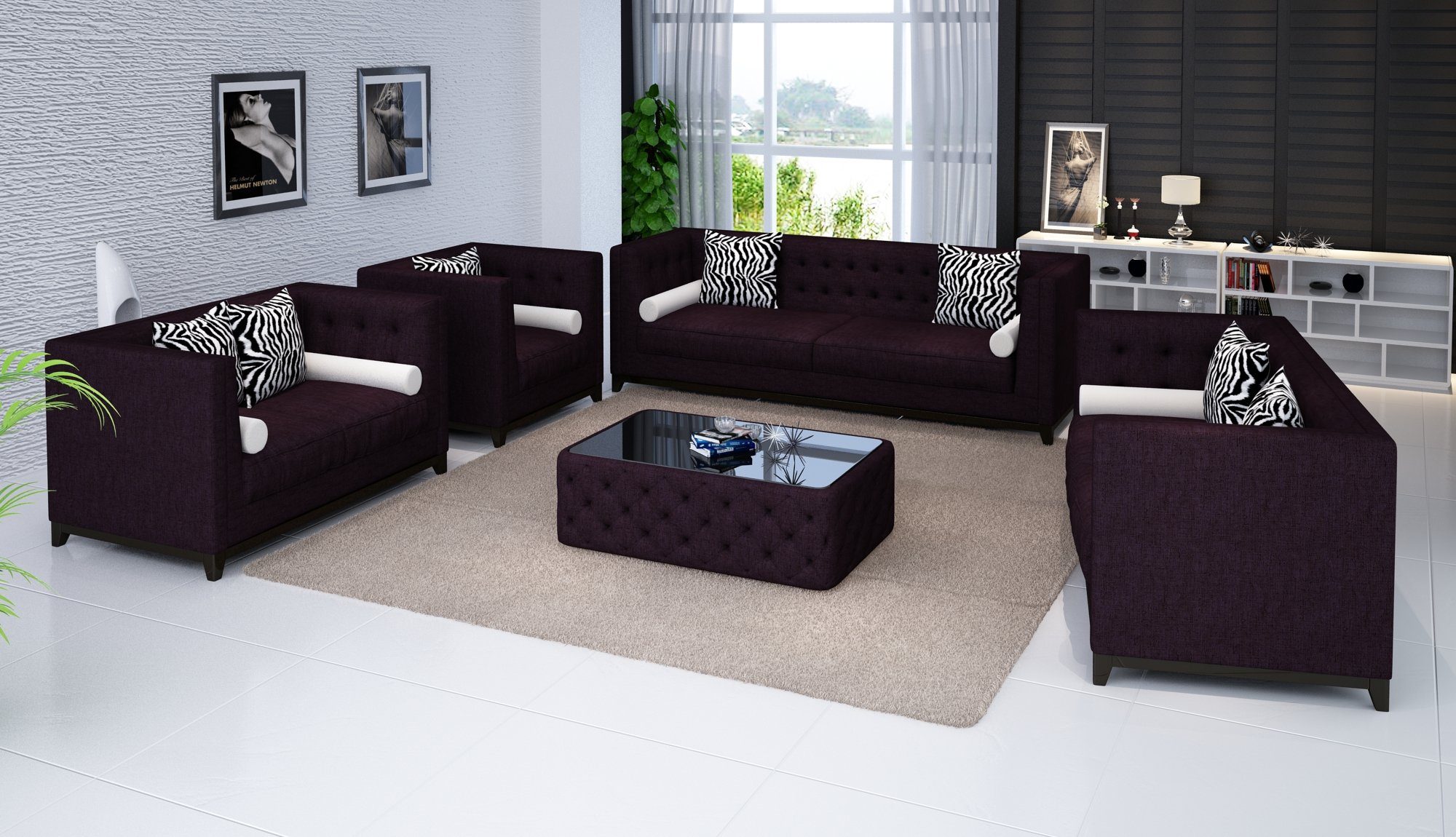 JVmoebel Couchen Polster Europe Lila Sofas Leder Sofagarnitur Set 3 Sitzer, Design 2 in Made Sofa