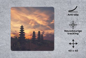MuchoWow Gaming Mauspad Pura Besakih-Tempel in Bali bei Sonnenuntergang (1-St), Mousepad mit Rutschfester Unterseite, Gaming, 40x40 cm, XXL, Großes