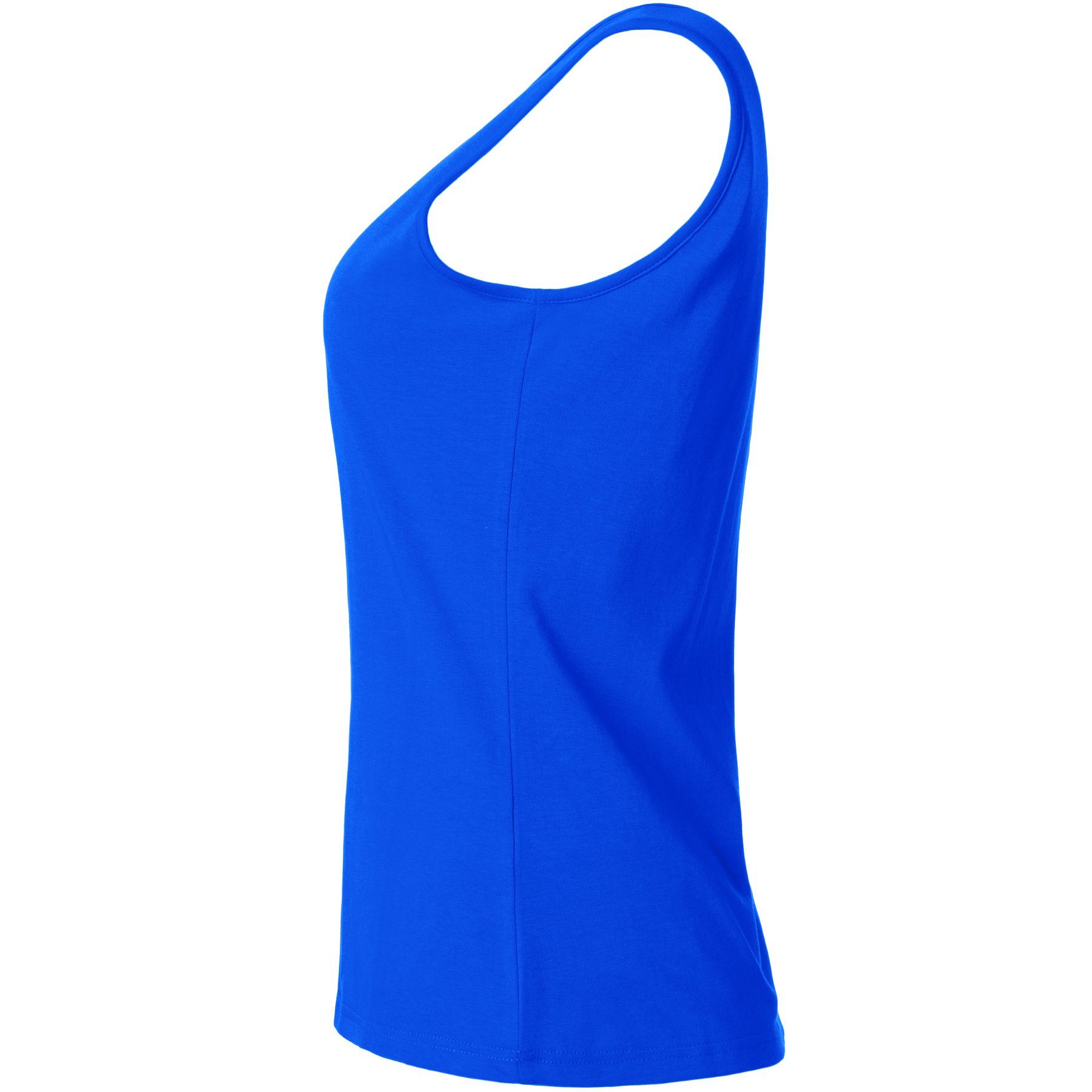 dressforfun Tanktop Achselshirt, Für viele Outfits und Auftritte, Einfarbiges Damen Top (Trägershirt, Konfektionsgröße XL in blau) Leicht körperbetonter Schnitt – Bild 5 von 5