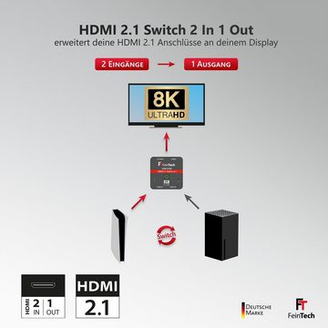 FeinTech Audio / Video Matrix-Switch VSW12100 HDMI 2.1 Switch 2 In 1 Out, 4k 120Hz. 8K 60Hz, VRR, Automatische Umschaltung, HDMI-CEC