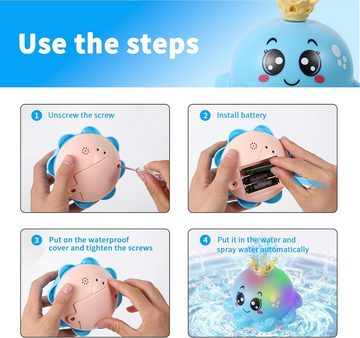 Daskoo Badespielzeug Badewannenspielzeug Baby Badespielzeug Wasserspielzeug, LED Oktopus Induction Automatischer Wasserstrahl ab 1 2 3 Jahre baby