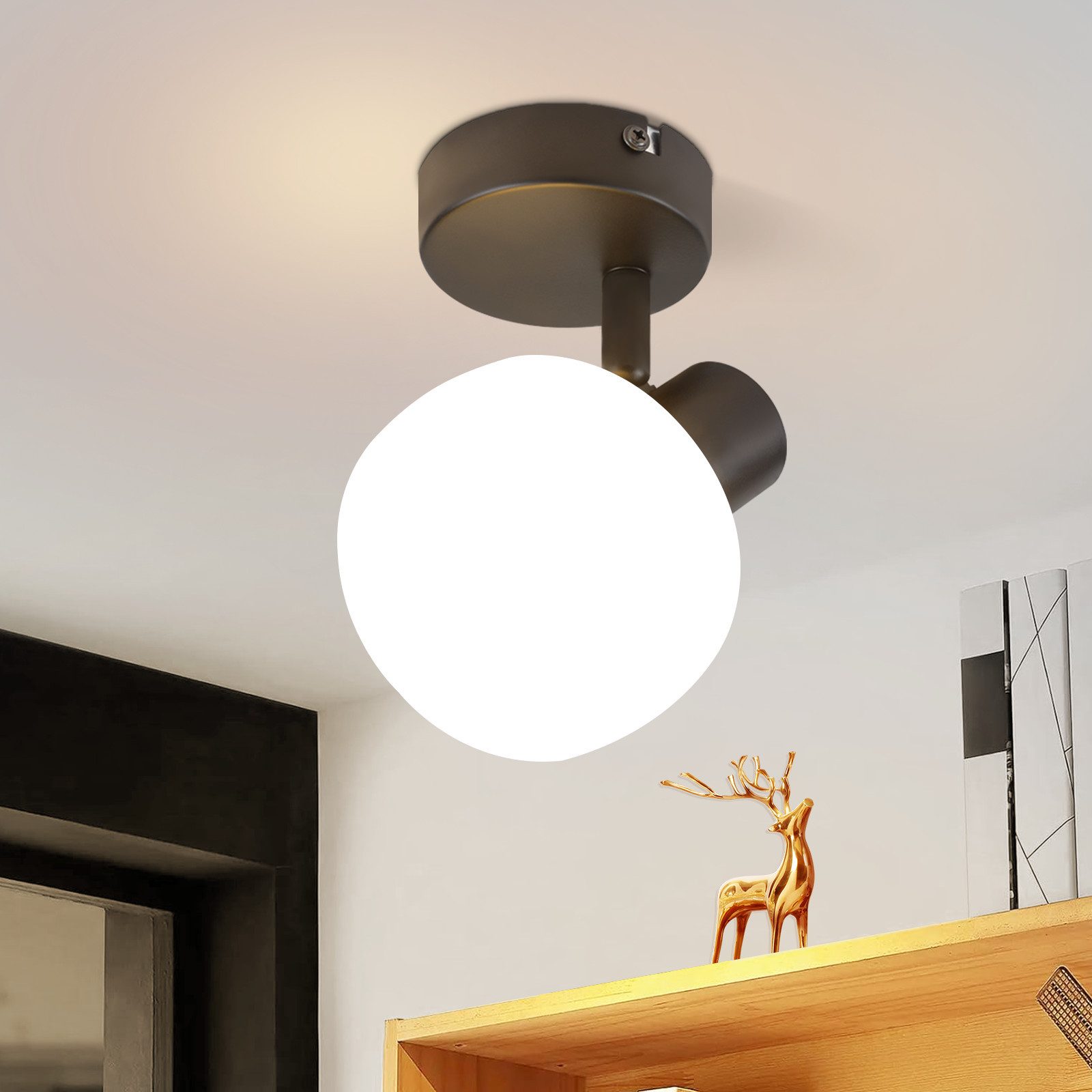 ZMH Deckenstrahler 1 Flammig Deckenleuchte Vintage Glas Morden E14 Design S günstig online kaufen