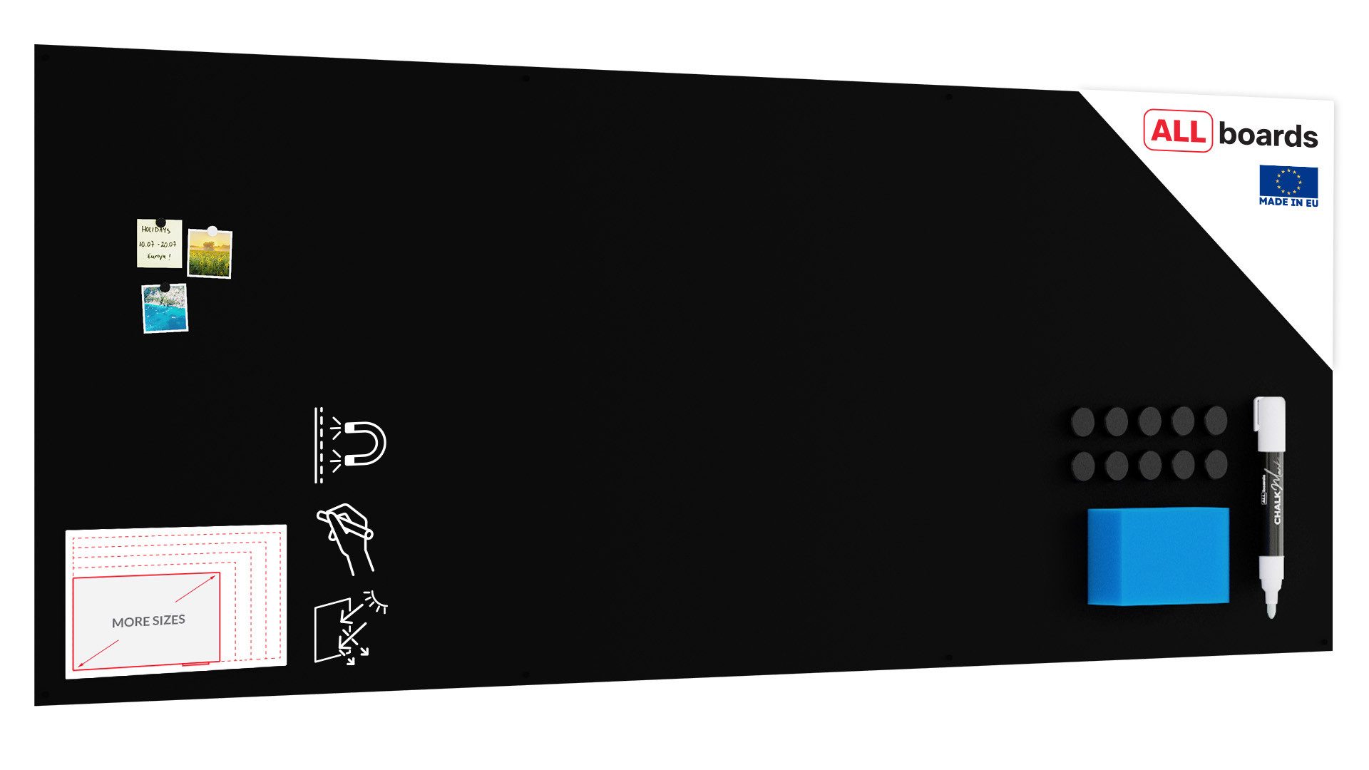 ALLboards Magnettafel Rahmenloses SLIMboard – Kreideoberfläche