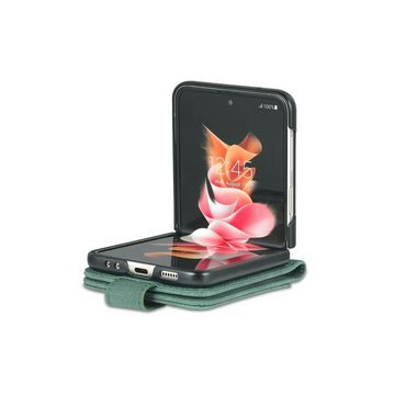 Wigento Handyhülle Für Samsung Galaxy Z Flip4 5G Kunstleder / Kunststoff Handy Tasche Hülle Etuis Grün