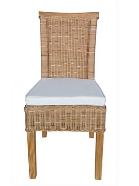 soma Sessel Soma Esszimmer-Stühle Set Rattanstühle Perth 4 Stück weiß oder braun S, Stuhl Sessel Sitzplatz Sitzmöbel