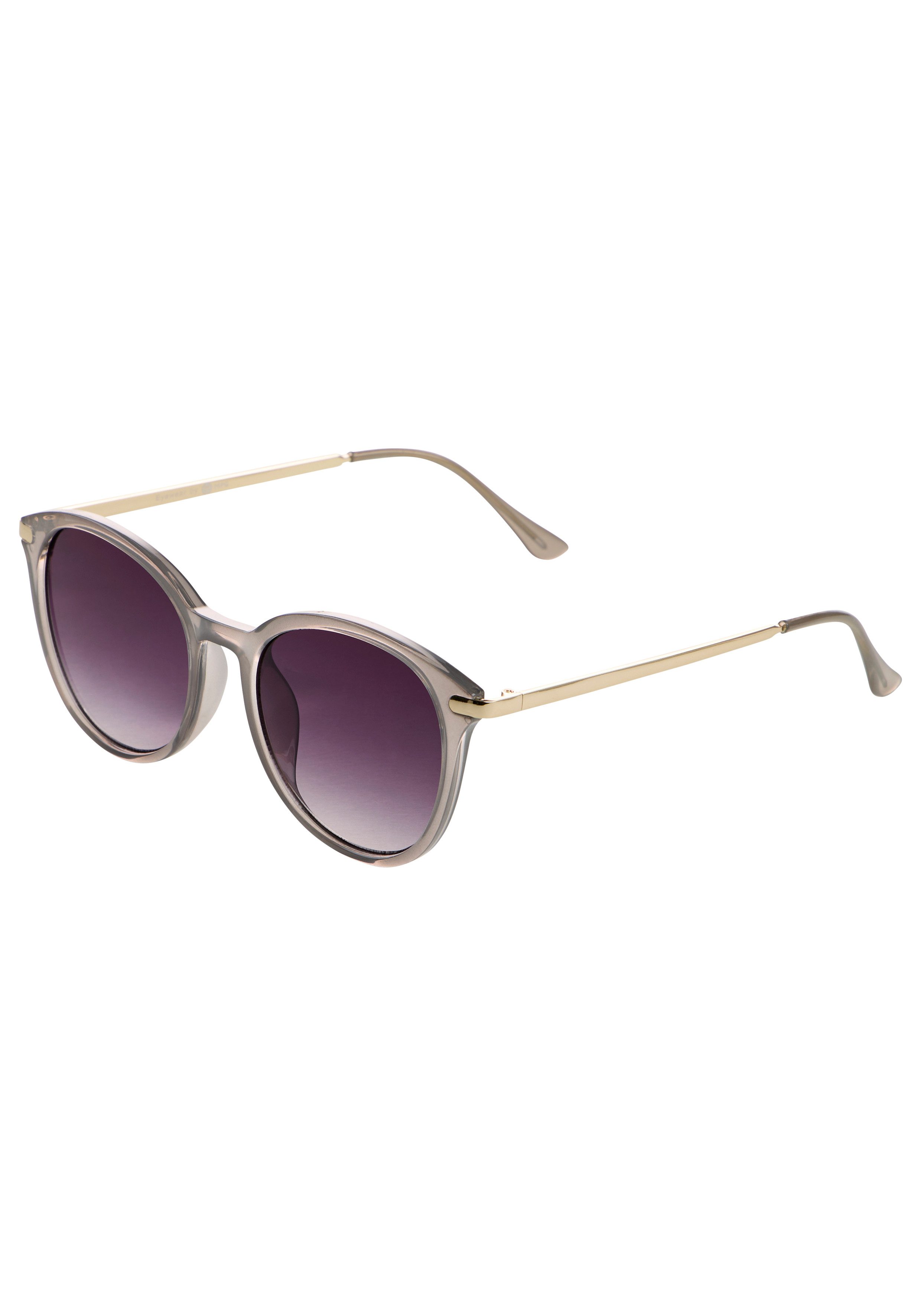 Laura Scott Sonnenbrille mit hellgoldfarben glänzenden Bügel rundes Design, günstig online kaufen