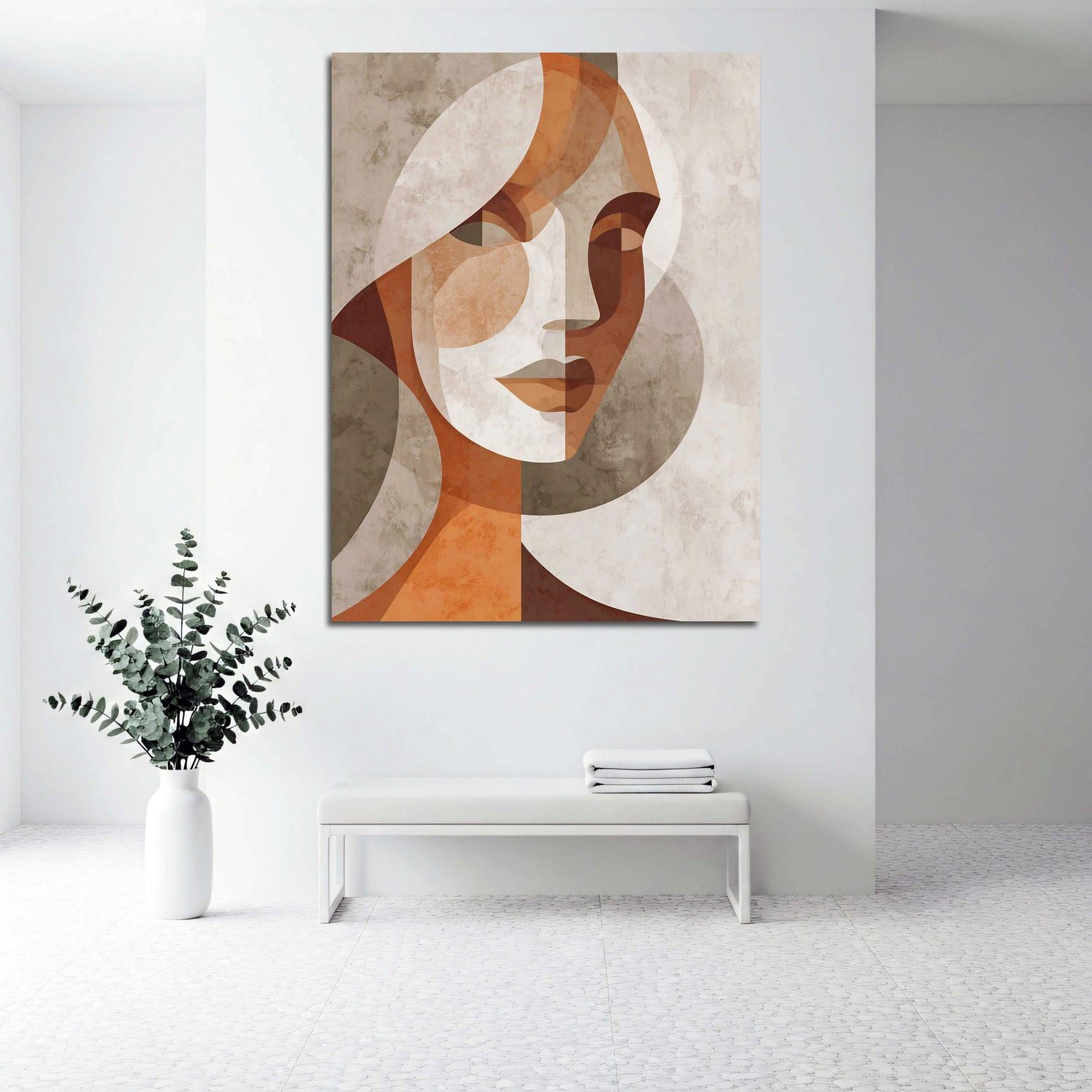 Artedinoi Leinwandbild Frauenporträt abstrakt beige braun Leinwandbild Wandbild Kunstdruck XL, Frauenporträt in Beige-Braun