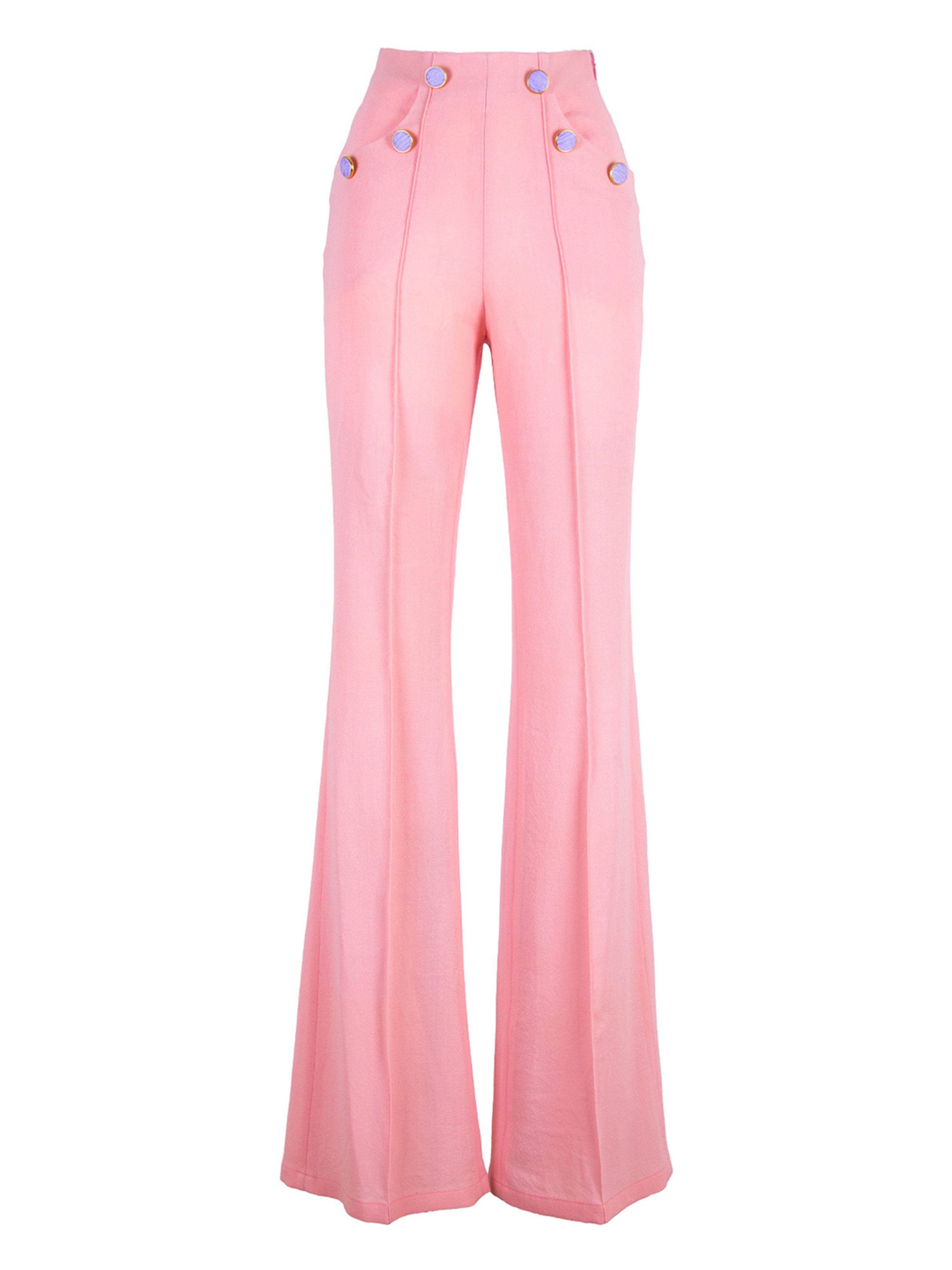 Schlaghose Hose aus Wolle Wollkrepp in Flamingopink