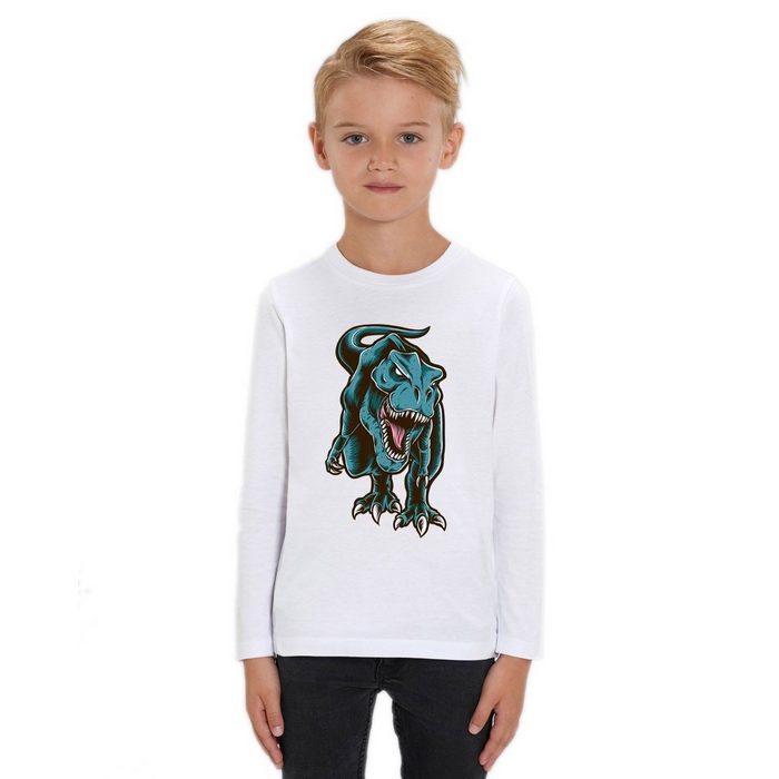 Hilltop Print-Shirt Hochwertiges Kinder Langarmshirt mit Dinosaurier T-Rex 100% Bio Baumwolle