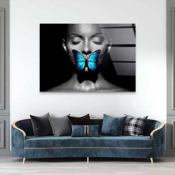 ArtMind XXL-Wandbild BLUE BUTTERFLY, Premium Wandbilder als Poster & gerahmte Leinwand in verschiedenen Größen, Wall Art, Bild, Canva