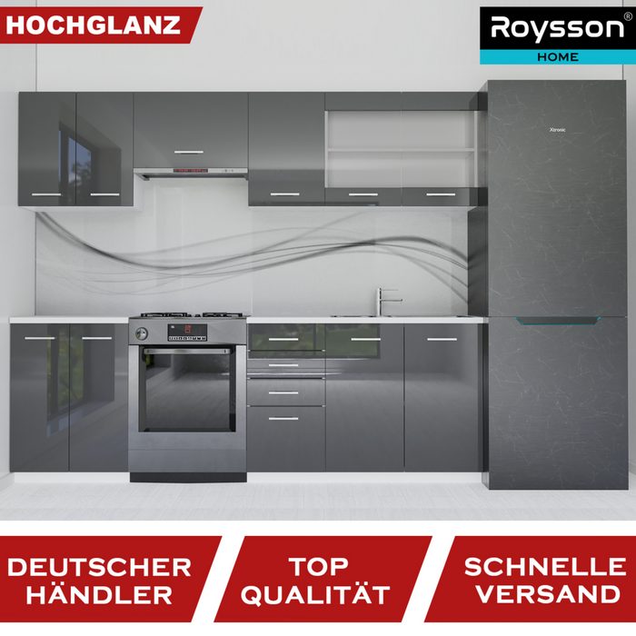 Roysson Home Küchenbuffet Küchenschrank SET Hängeschrank Küchenzeile 240 cm Set 1