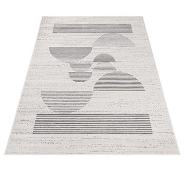 Designteppich Modern Teppich Geometrisch Creme Grau - Weich, Pflegeleich, Mazovia, 80 x 150 cm, Geeignet für Fußbodenheizung, Höhe 7 mm, Kurzflor