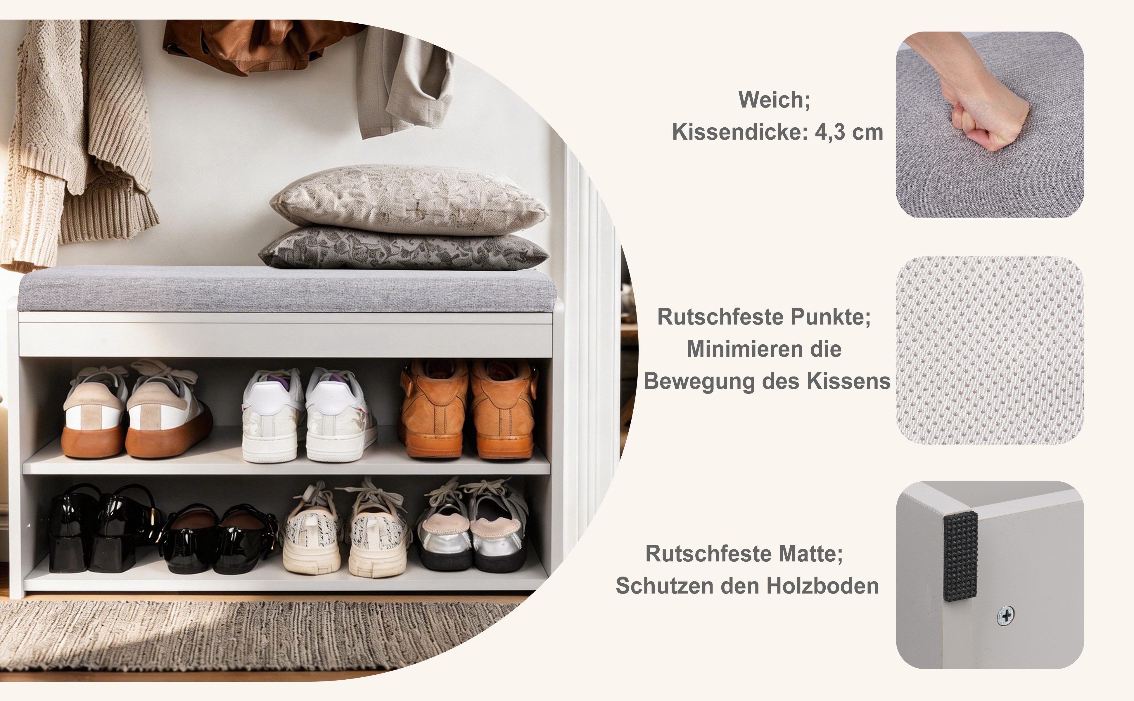 Zedelmaier Sitzbank mit Sitzbank Schuhregal mit Sitzbank