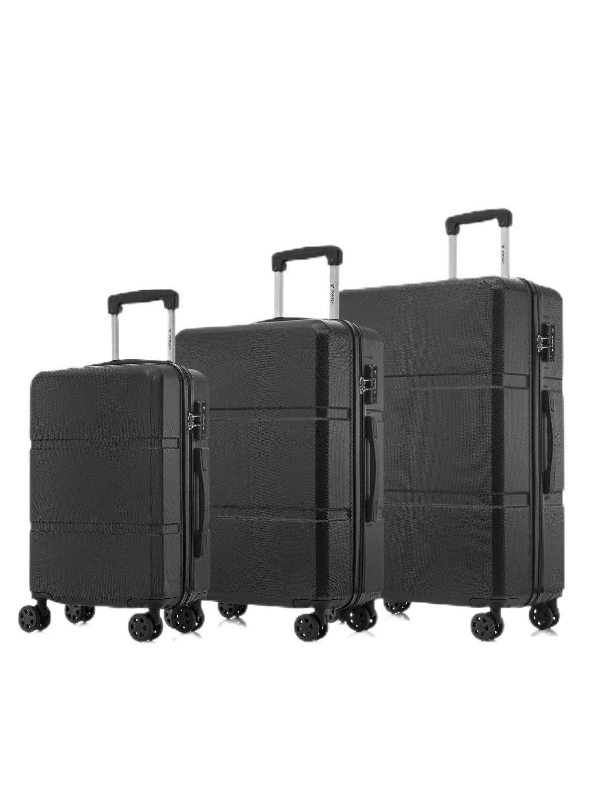 YONSLY Kofferset Premium Hartschalen-Reiseset für Urlaub, Business & Familie, 4 Rollen, (Spar-Set, 3 tlg., Mehrere Größen S/M/L/XL, verschiedene Farben), TSA-Schloss, YKK-Reißverschluss & austauschbare Rollen und Griffe
