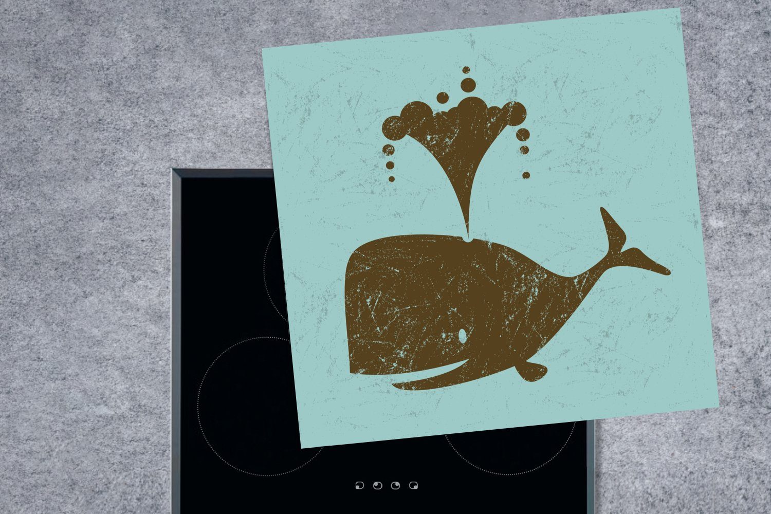 MuchoWow Herdblende-/Abdeckplatte Illustration der Silhouette eines Arbeitsplatte cm, für Wals, 78x78 (1 küche tlg), Vinyl, Ceranfeldabdeckung