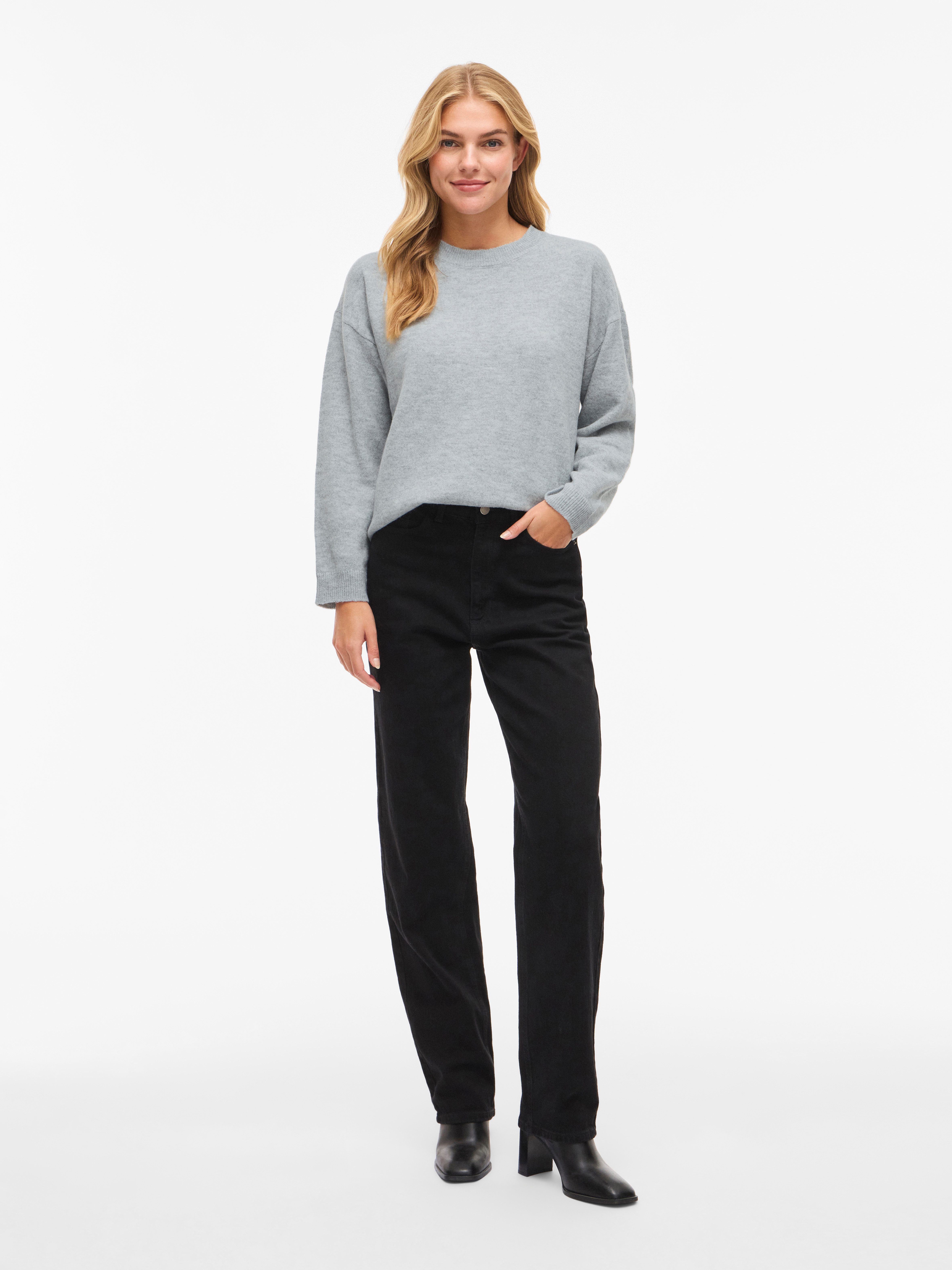 Vila Strickpullover VILIGA L/S O-NECK KNIT TOP - NOOS Materialmix, relaxed fit – Bild 4 von 5