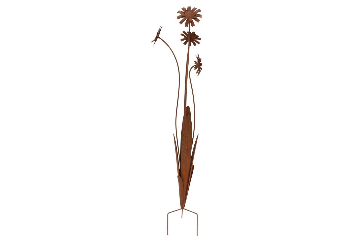 Dekoleidenschaft Gartenstecker "Rostblumen" Metall, Rost Finish, 100 cm hoch, Dekostecker Roststecker wetterfest, Outdoor Gartendeko für Draußen