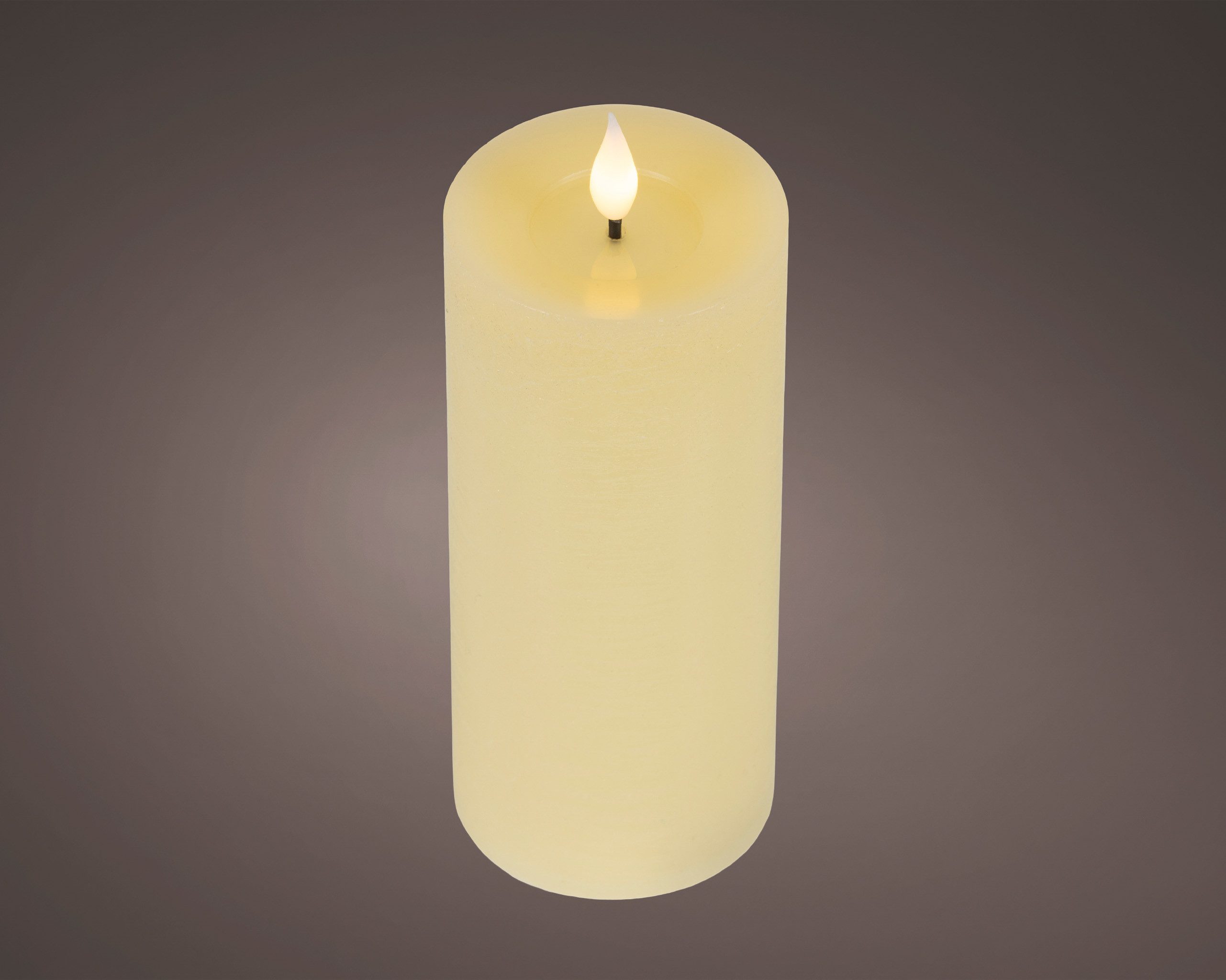 Lumineo LED-Kerze, Timer, warmweiß, LED Kerze 7,5x20cm mit Timer - Wachs Flacker-Effekt Creme / Warmweiß