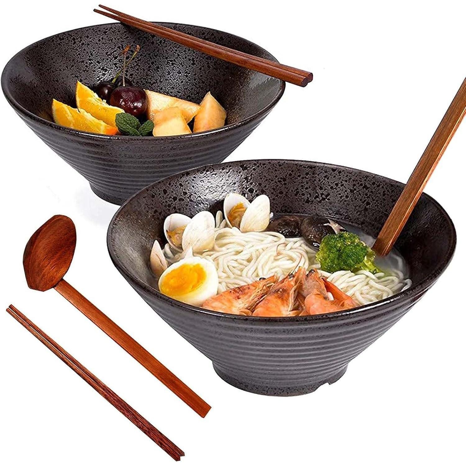 LuxusKollektion Suppenschüssel Japanische Ramen Schüssel Keramik 2 Sets 1000ml Vintage Salatschüssel, Keramik