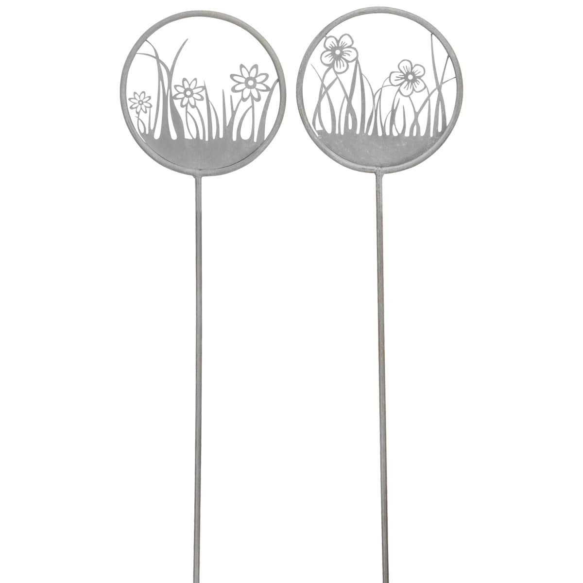 matches21 HOME & HOBBY Gartenstecker Blumenstecker Set Wiesenblumen Schwarz (2-St) Wetterfest, Witterungsbeständig, zum Stecken