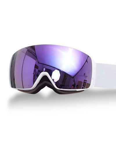 MAGICSHE Skibrille »Double - Layer Spherical Lenses HD Skibrille für Damen und Herren«, Snowboard Goggles 100% UV Protection, nti Fog OTG Winter Snow Goggles Spherical Detachable Lens