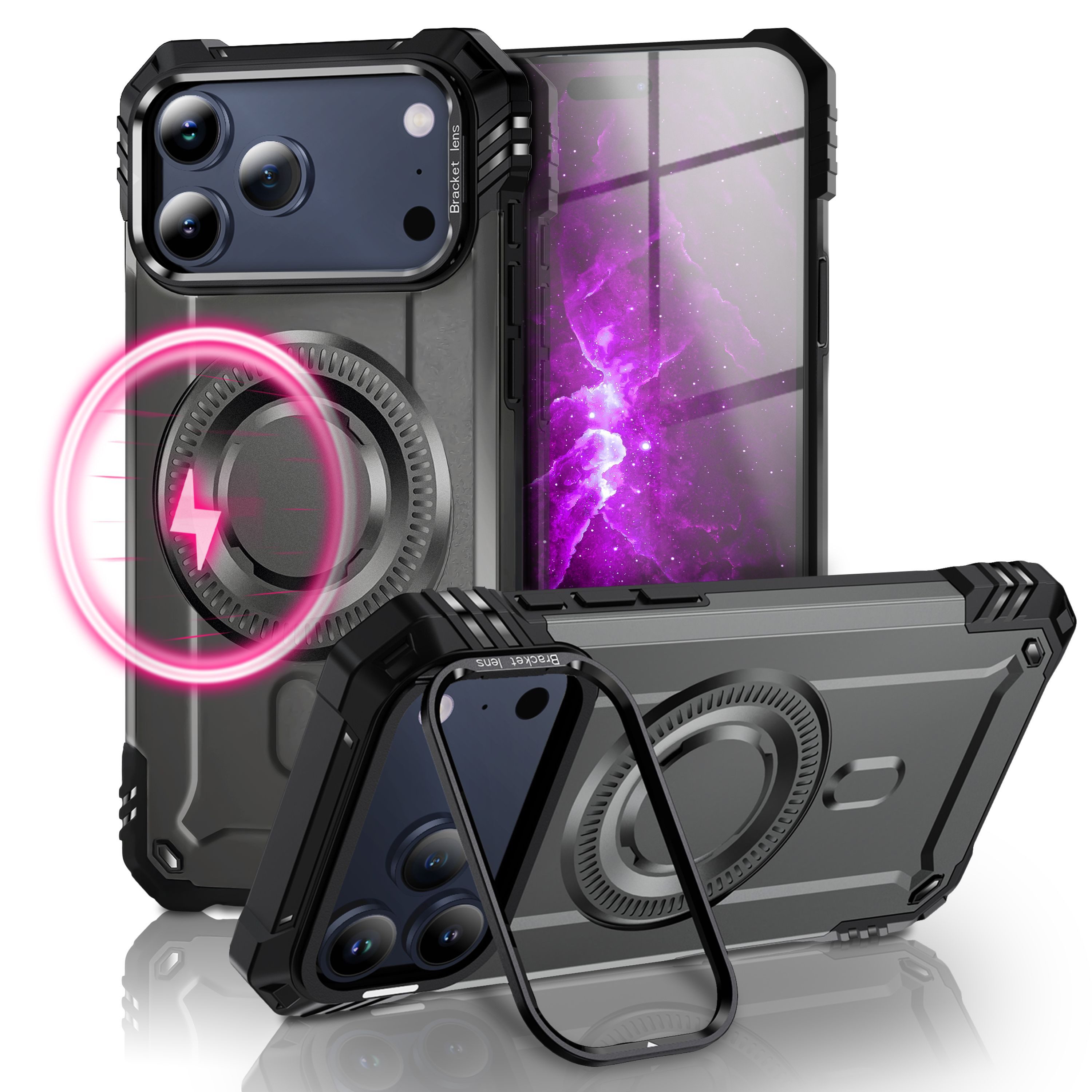 Nalia Smartphone-Hülle Apple iPhone 17 Pro Max 17,5 cm (6,9 Zoll), MagSafe Hülle / Extrem Robust / Kickstand / Tactical Military Cover