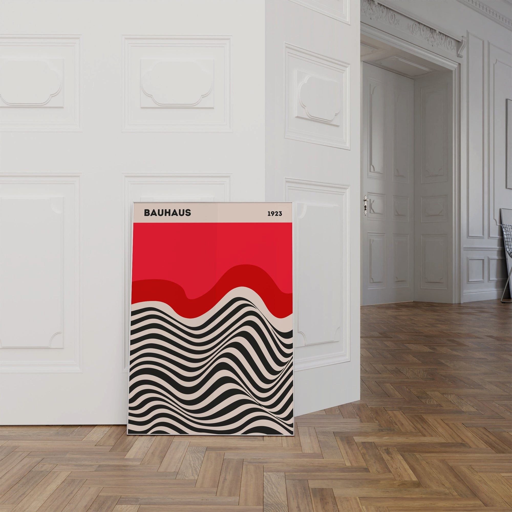 JUSTGOODMOOD Poster Premium ® Bauhaus Ausstellung Poster Rot · Bauhaus Desi günstig online kaufen