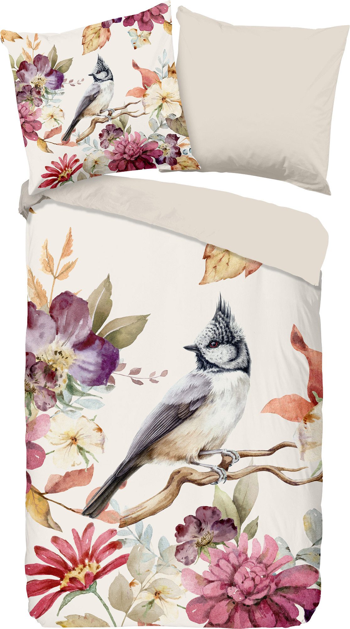 good morning Bettwäsche Wendebettwäsche "Inga", Renforcé, Renforcé Blumen/Tiermotive: Vogel