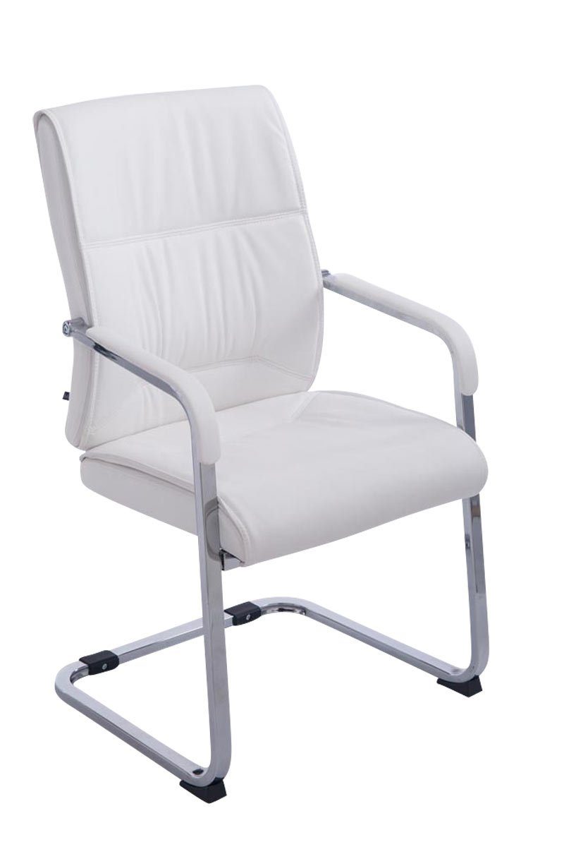 TPFLiving Besucherstuhl Anobo mit hochwertig gepolsterter Sitzfläche - Konferenzstuhl (Küchenstuhl - Esszimmerstuhl - Wohnzimmerstuhl), Gestell: Metall chrom - Sitzfläche: Kunstleder weiß