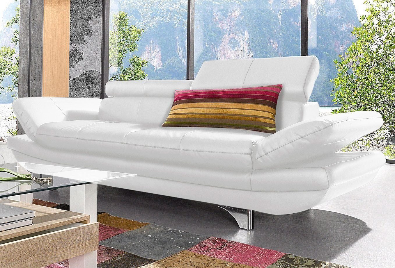 COTTA Polstergarnitur Enterprise, (Set), Set bestehend aus: 2-Sitzer mit Kopfteilverstellung & Hocker