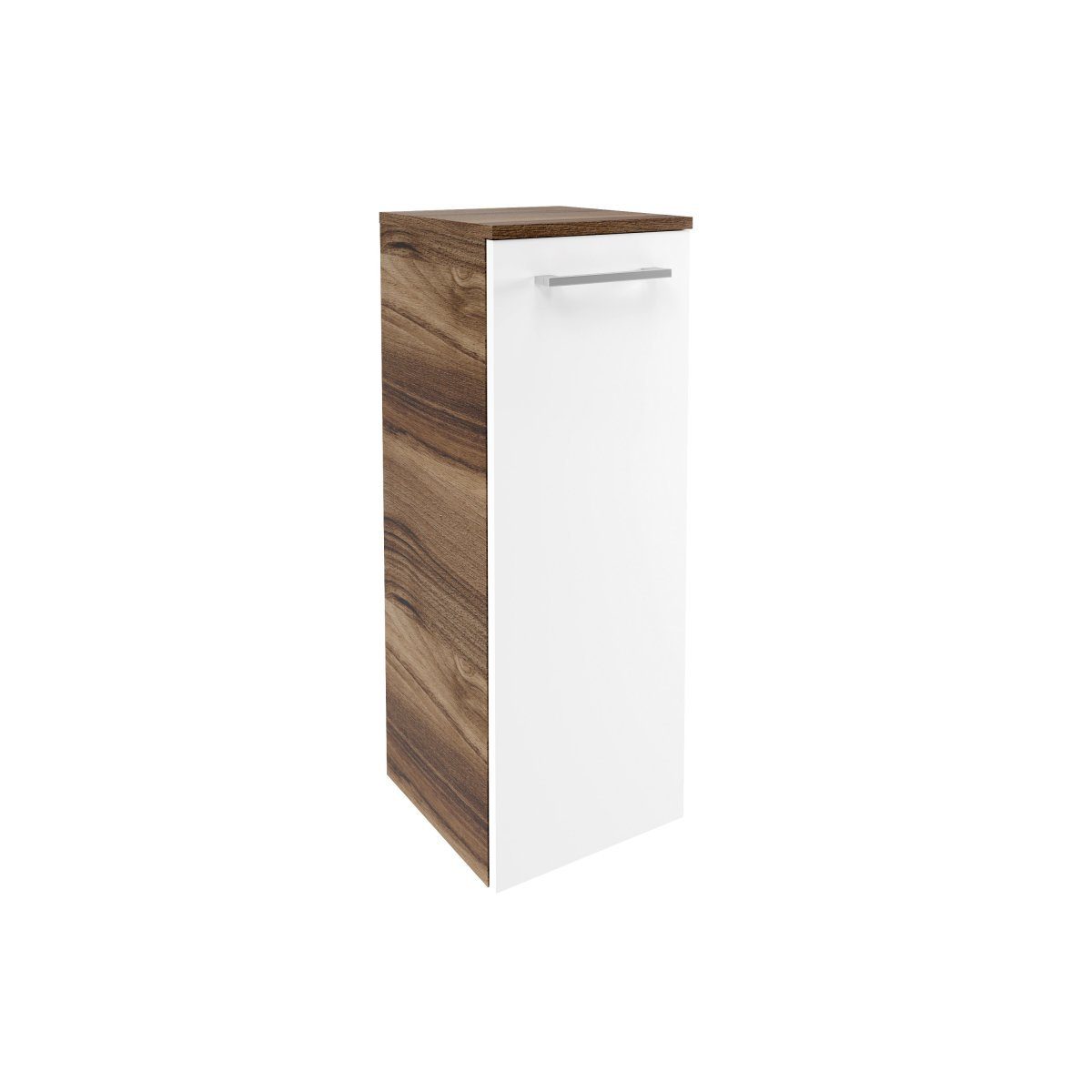 FACKELMANN Midischrank Verona Midischrank rechts - Weiß Hochglanz - Nussbaum