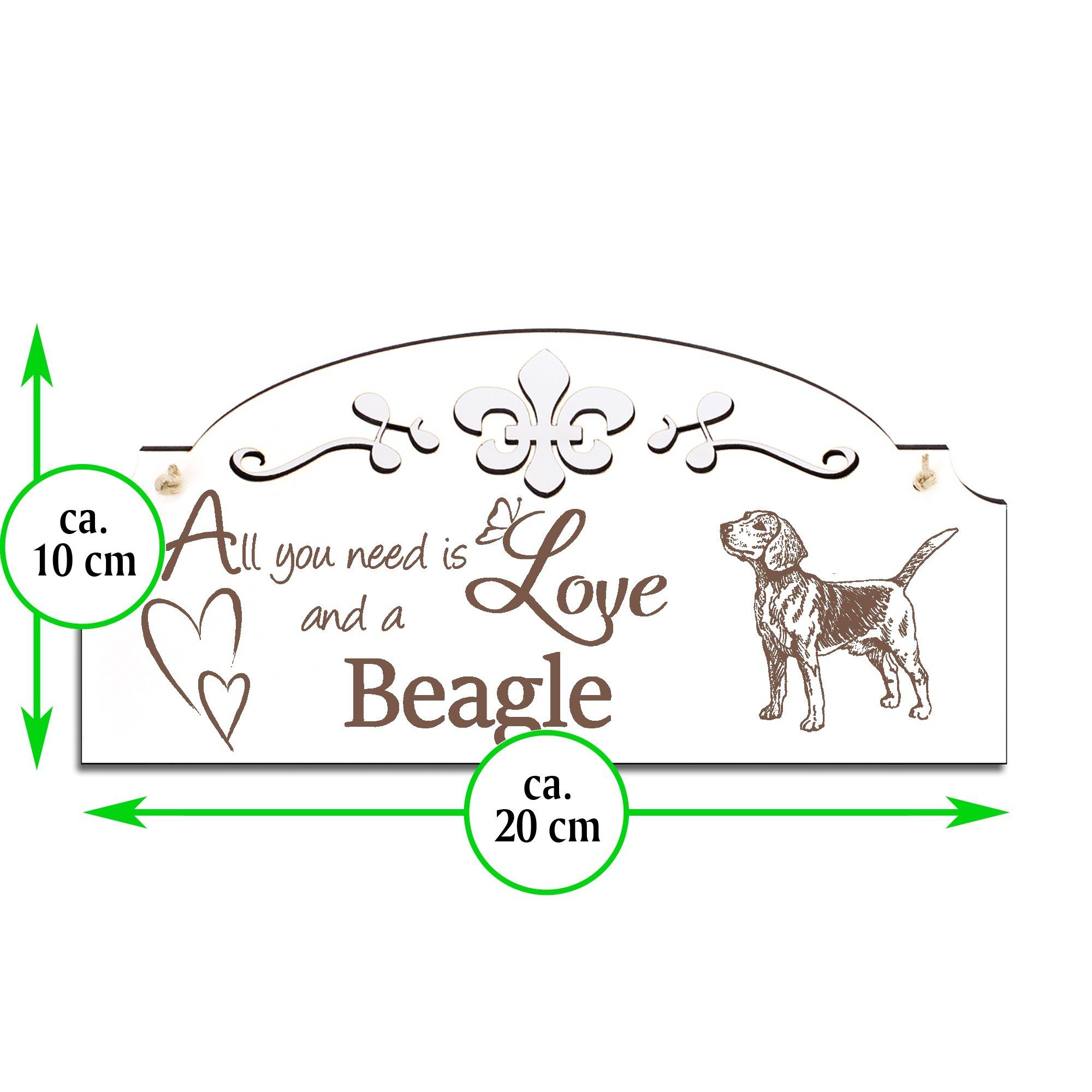 Love you All Beagle need Hängedekoration Dekolando is Deko 20x10cm