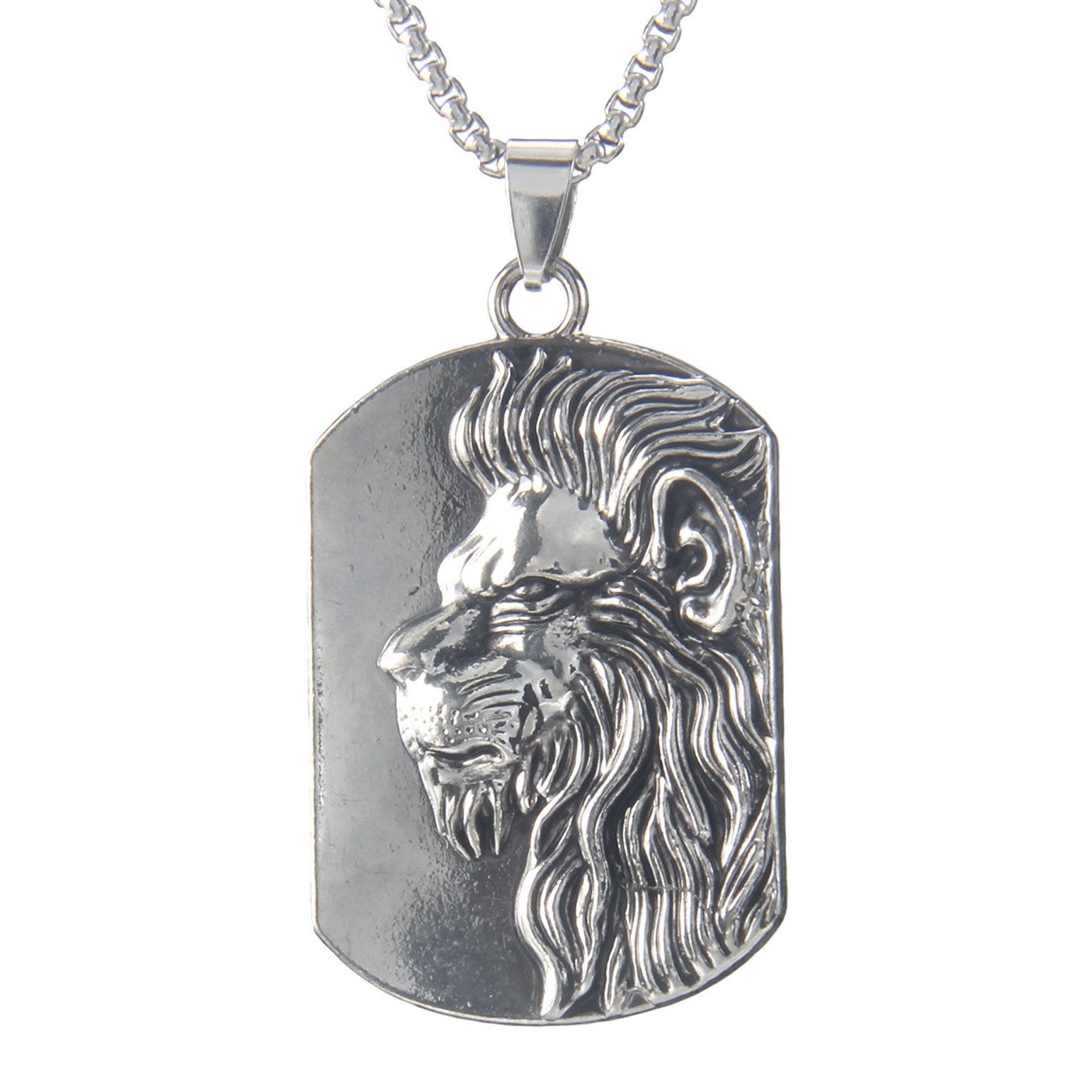 KARMA Kette mit Anhänger Halskette Löwe Silber Herren Edelstahl 70 cm (mode günstig online kaufen