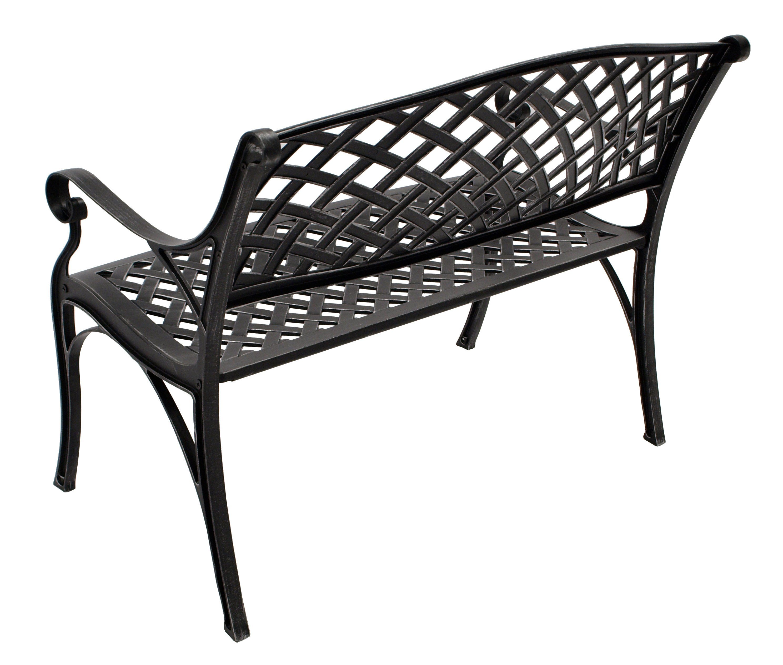 DEGAMO Gartenbank OXFORD (1-St), Stilvolle Gartenbank aus wetterfestem Aluminiumguss, GRAU-ANTIK