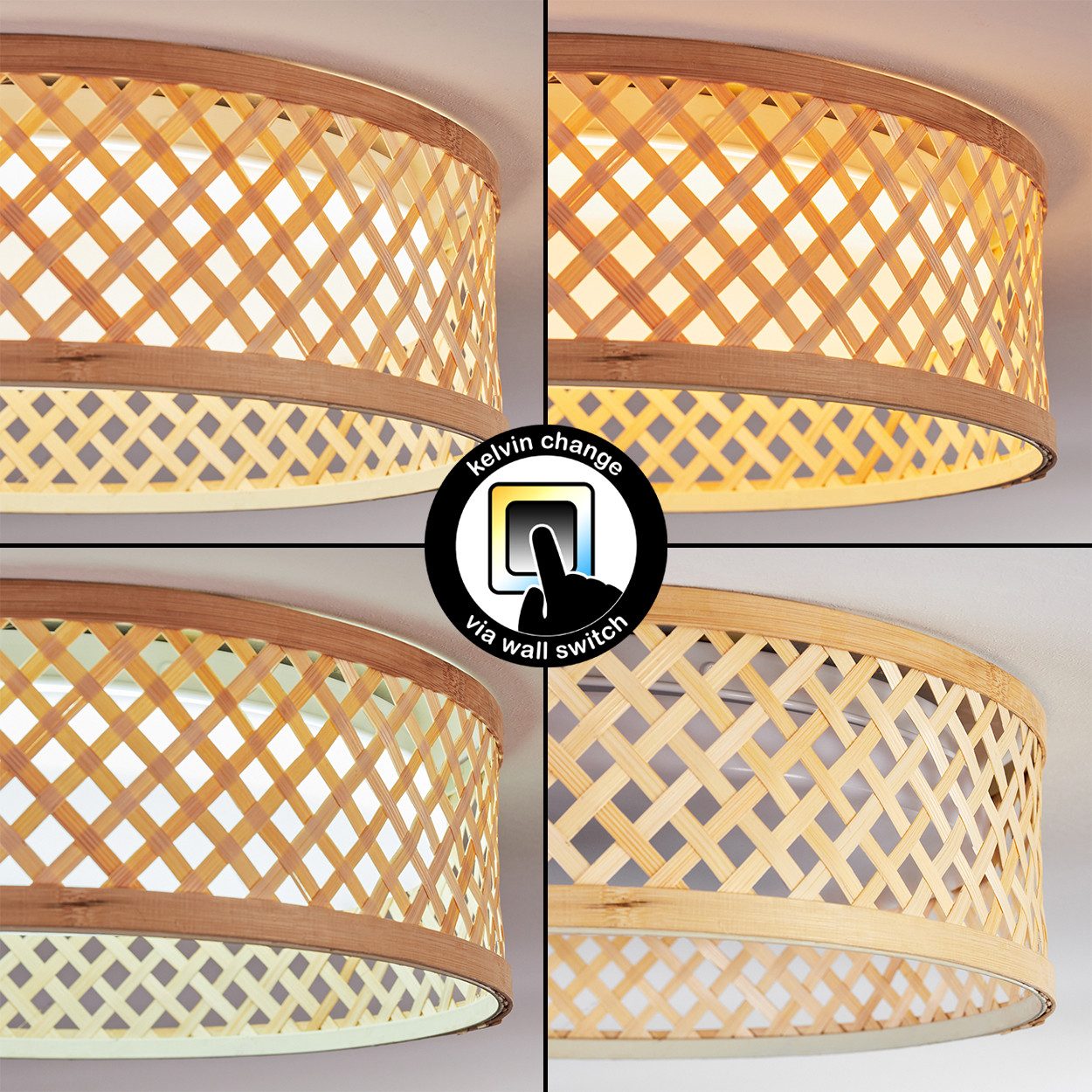 hofstein Deckenleuchte Deckenlampe aus Metall/Bambus/Kunststoff in günstig online kaufen