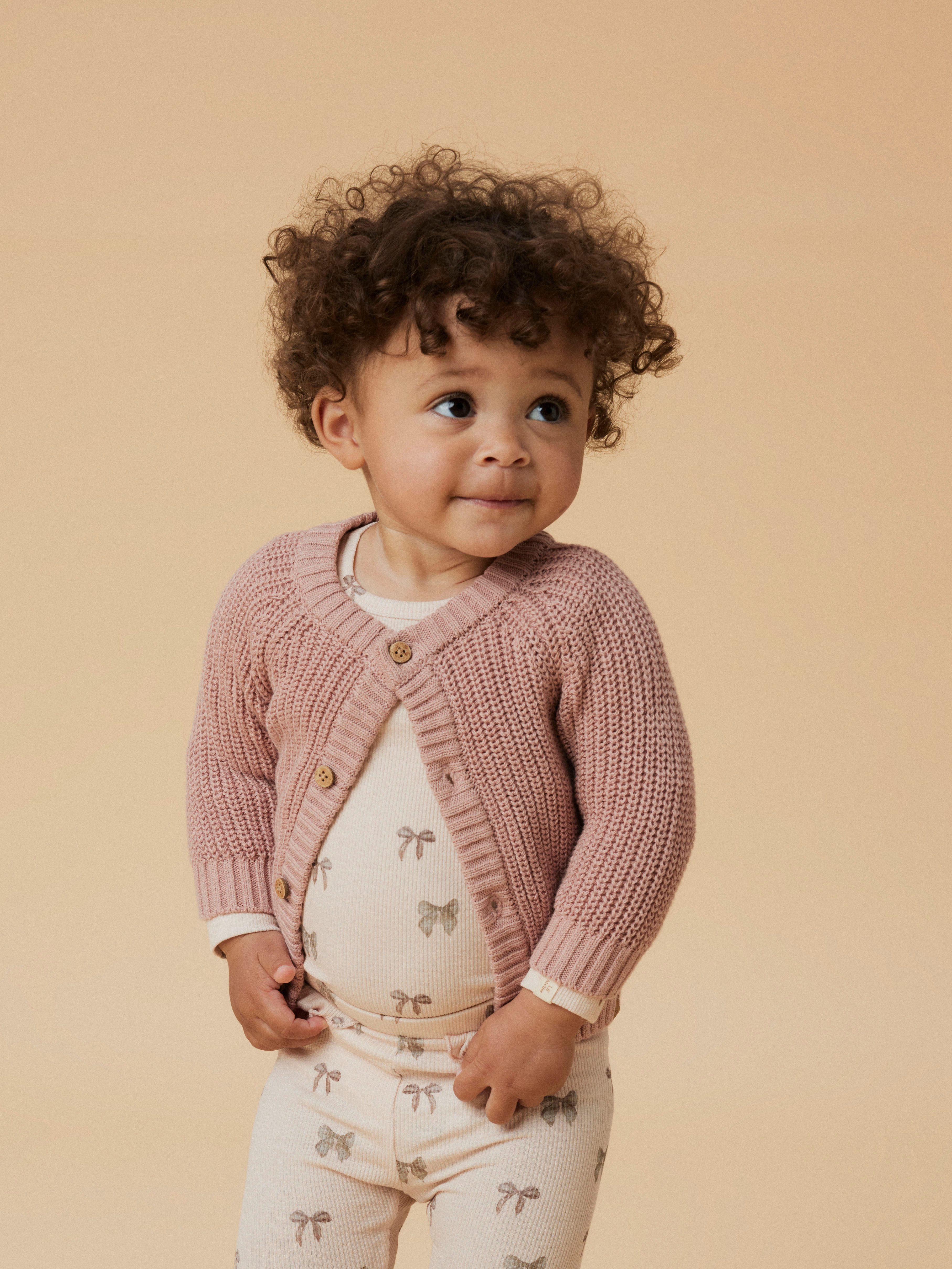Lil' Atelier Strickjacke NBNEMLEN LS KNIT CARD LIL NOOS weiche Baumwolle, Rippstrick – Bild 3 von 5
