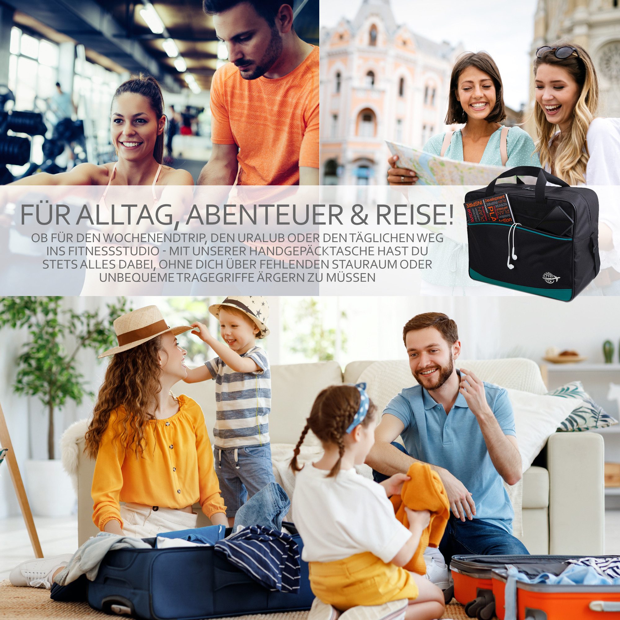 BambiniWelt by Rafael K. Reisetasche Handgepäck Boardgepäck Bordcase 40x20x25 40x30x20 Ryanair Wizzair (M1), wasserabweisend