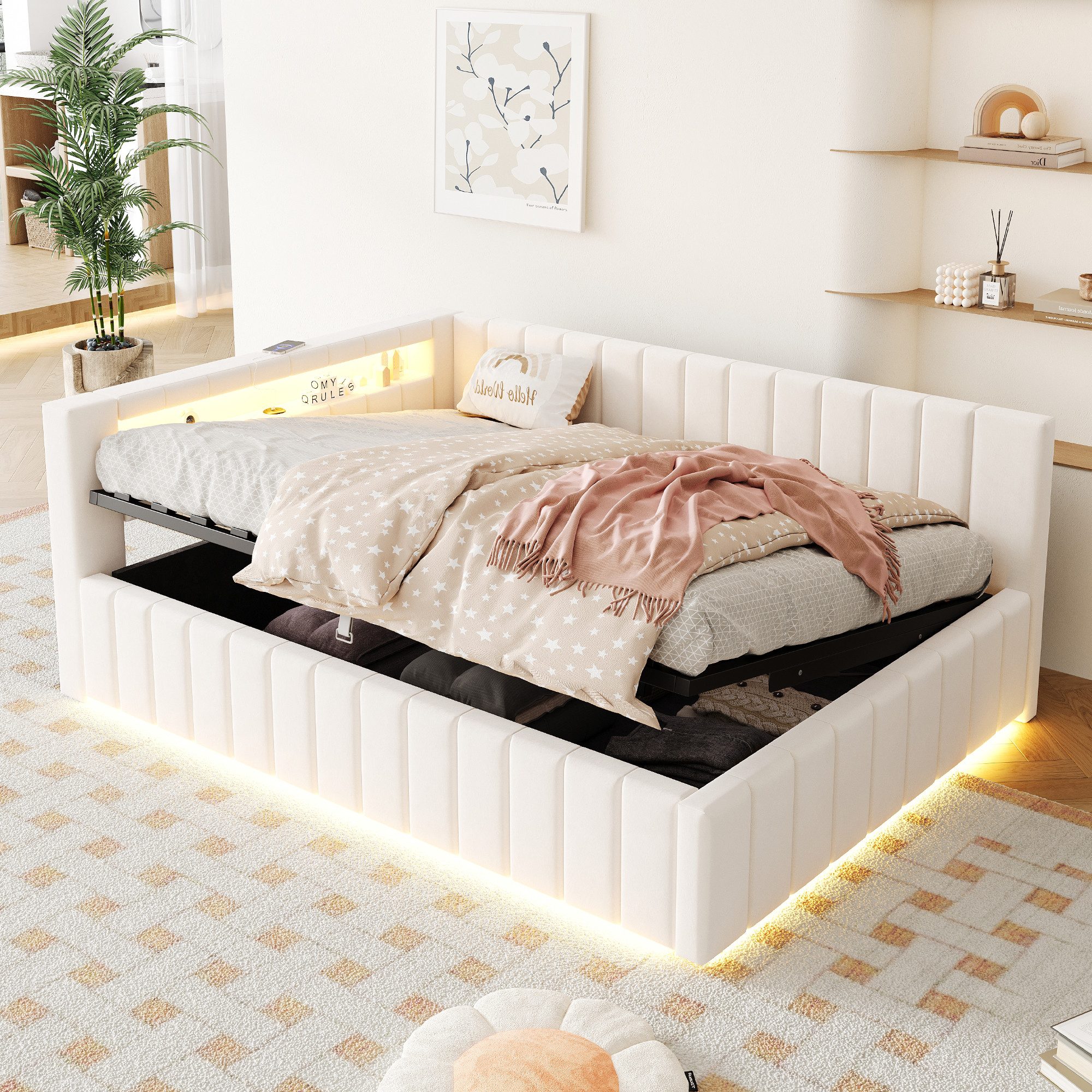 STILVORA Schlafsofa mit bettkasten,Polsterbett 140x200 mit Stauraum,Tagesbe günstig online kaufen