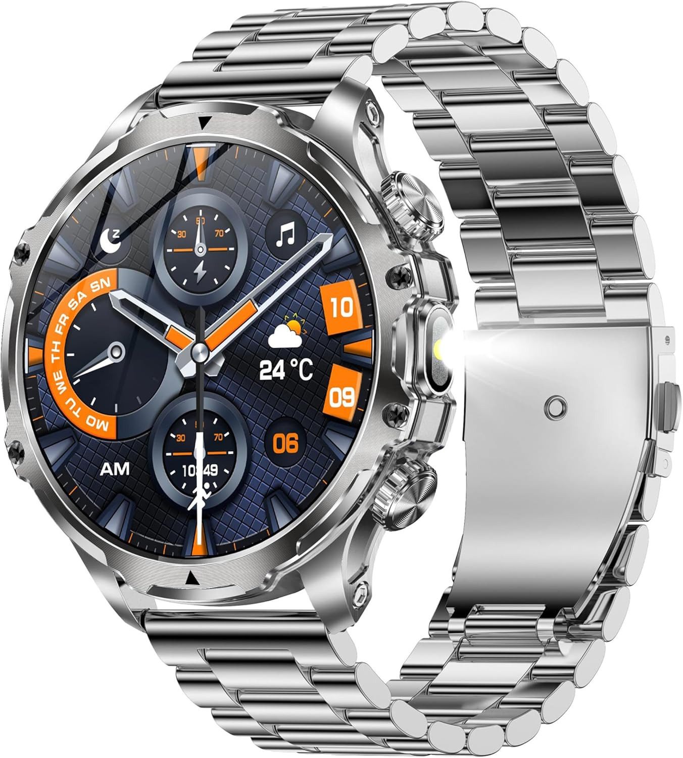 SGDDFIT 2025 Smartwatch (4,6 cm, android ios), Smartwatch Herren 1.85 Zoll AMOLED Fitnessuhr 5ATM Sportuhr