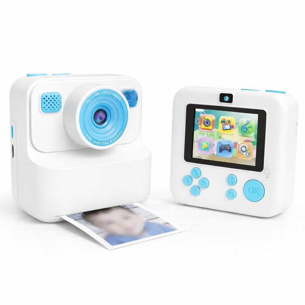 Goldstern-Tech Kinderkamera (Integriertes Objektiv, 720 MP, inkl. Kinderkamera, 3 Rollen Druckpapier, Sofortdruck, Dual-Kamera, 2,4 Zoll IPS Display)