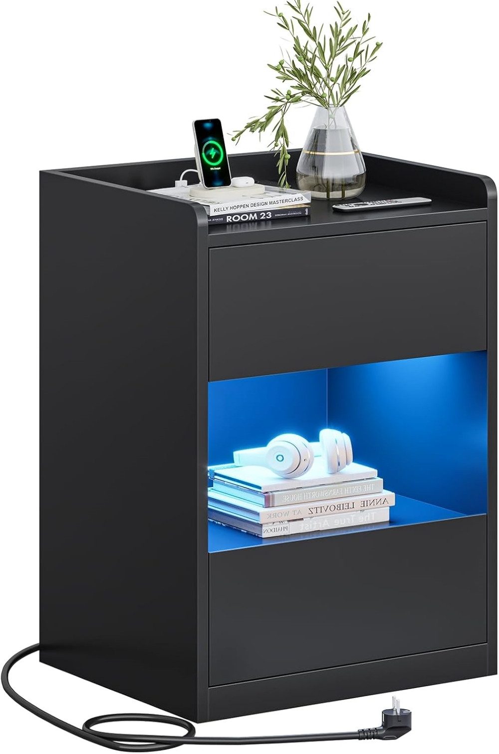 MSMASK Nachttisch mit LED-Beleuchtung und Ladestation, 40x35x60cm (1-St), N günstig online kaufen