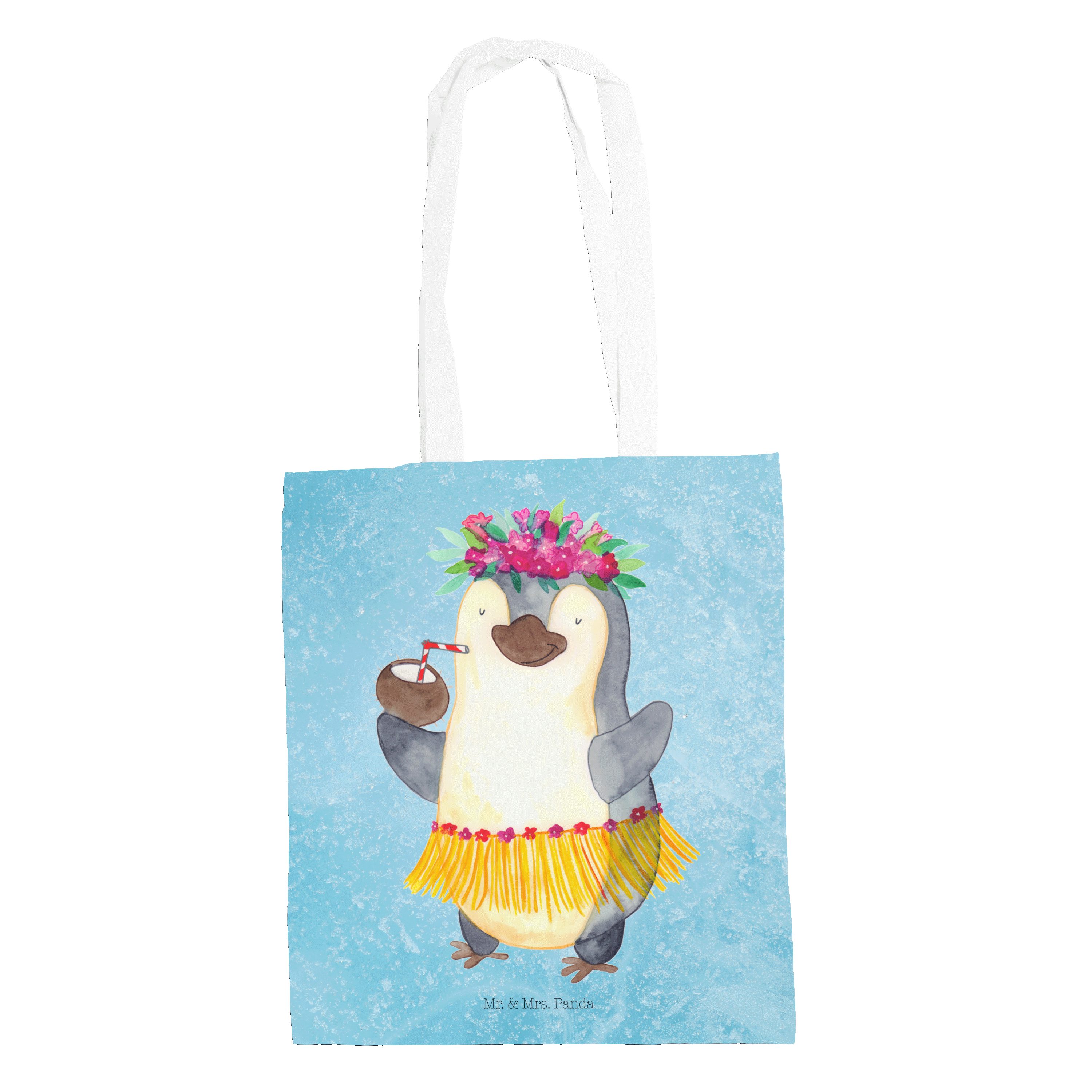 Mr. & Mrs. Panda Tragetasche Pinguin Kokosnuss - Eisblau - Geschenk, Aloha, Urlaub, Einkaufstasche (1-tlg)