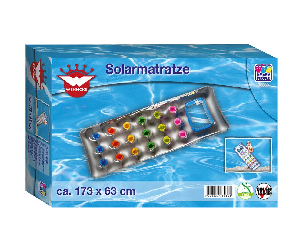 Happy People Luftmatratze Solar Luftmatratze Liegematratze mit Kissen und Sichtfenster 173x63cm
